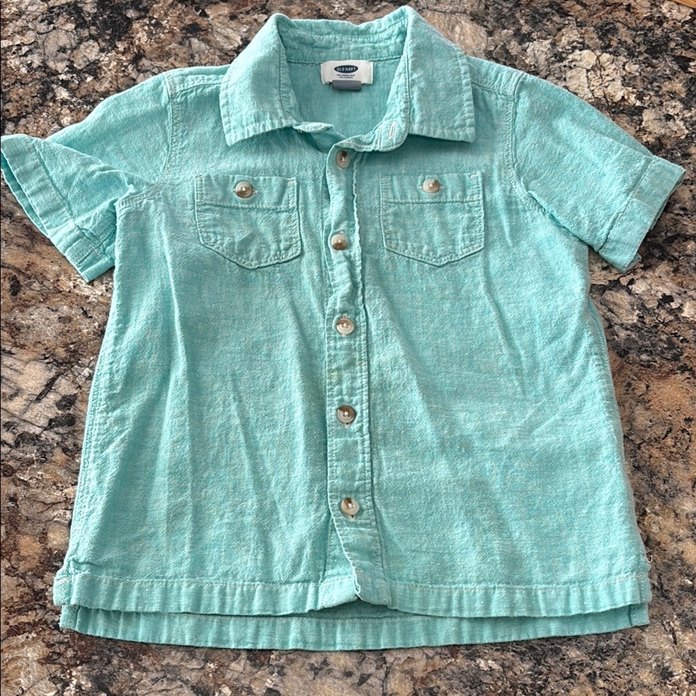 Old Navy Size 5 Aqua Button-Up Shirt good used condition